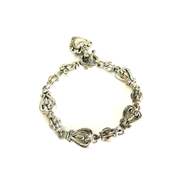 VTG Silver Bracelet Heart Clasp - Picture 7 of 8